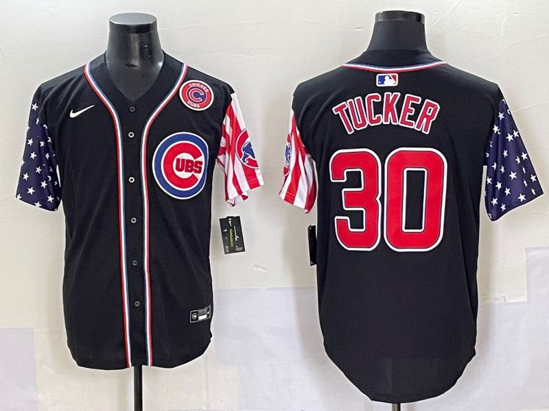 Men 2025 Chicago Cubs 30 Tucker Black National Flags Nike MLB Jersey style 6
